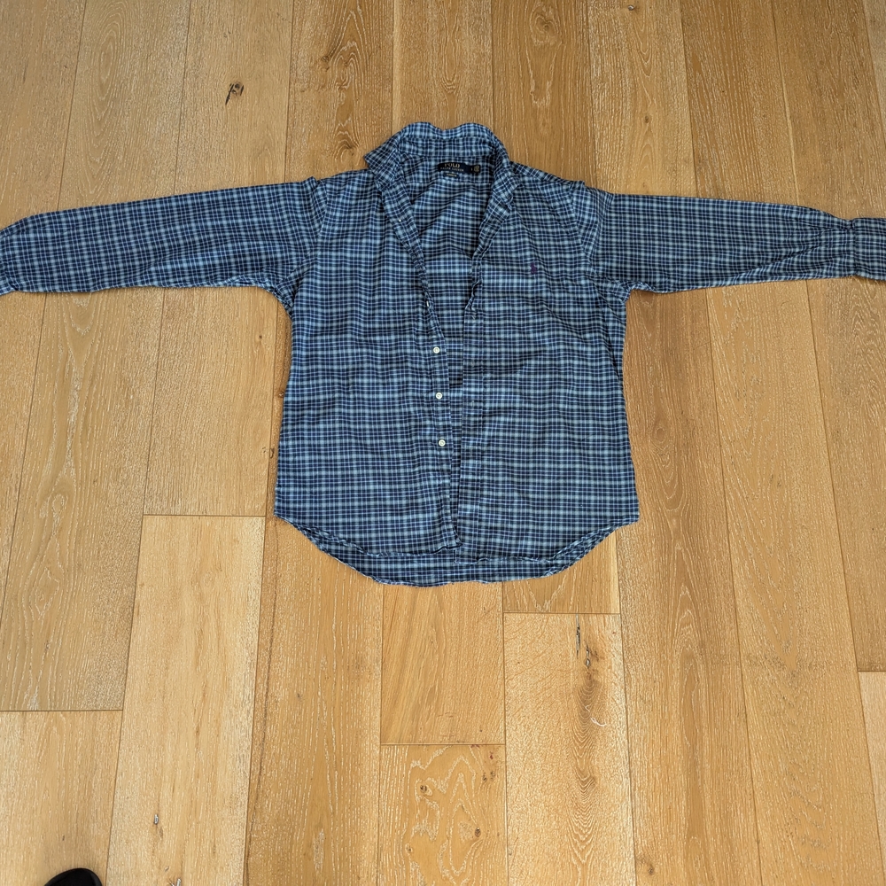 Ralph Lauren Navy Checkered Button Down Shirt